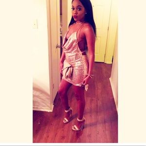 Rose gold sequin dress